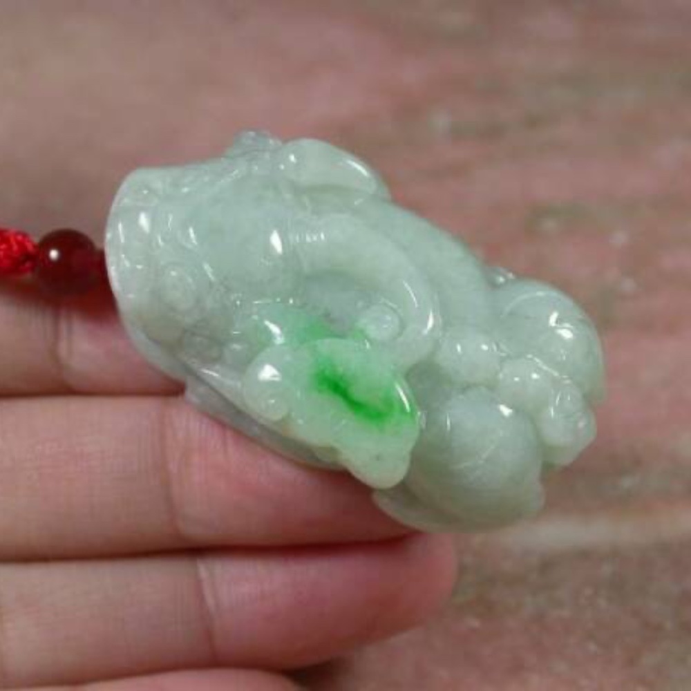 Certified Green Natural Burma A Jade Jadeite Dragon Pi Xiu Pendant Necklace View 2
